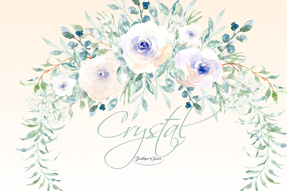 White Watercolor Florals & Bouqets in Illustrations - product preview 13