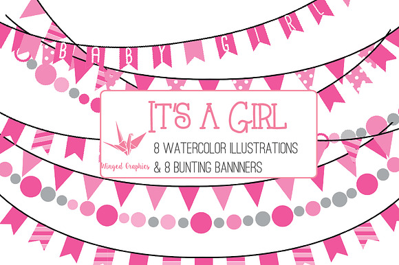 It's a girl:watercolor illustrations in Illustrations - product preview 1
