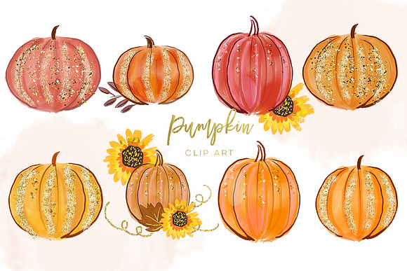Pumpkins Watercolor Collection in Illustrations - product preview 3