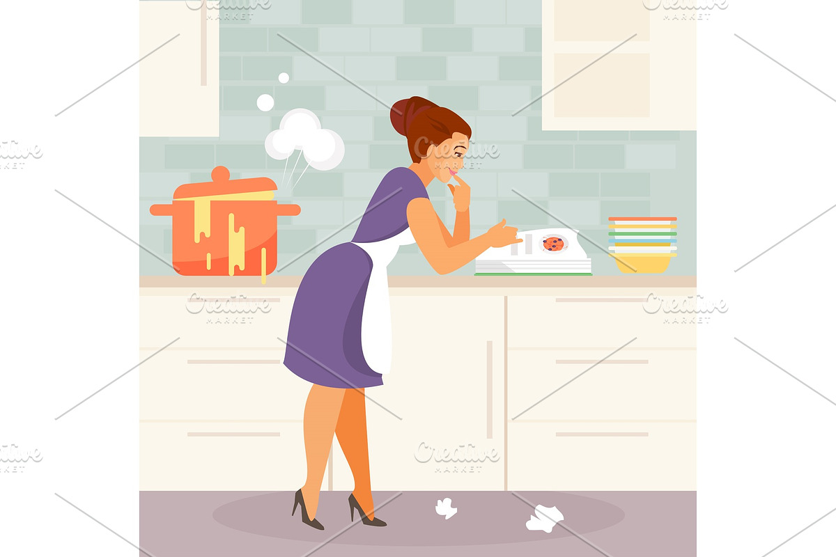 Beginner housewife vector in Illustrations - product preview 8