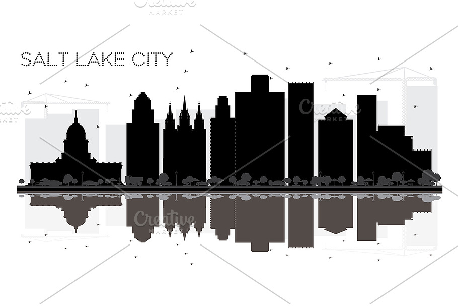 Salt Lake City Utah Skyline black  in Illustrations - product preview 8