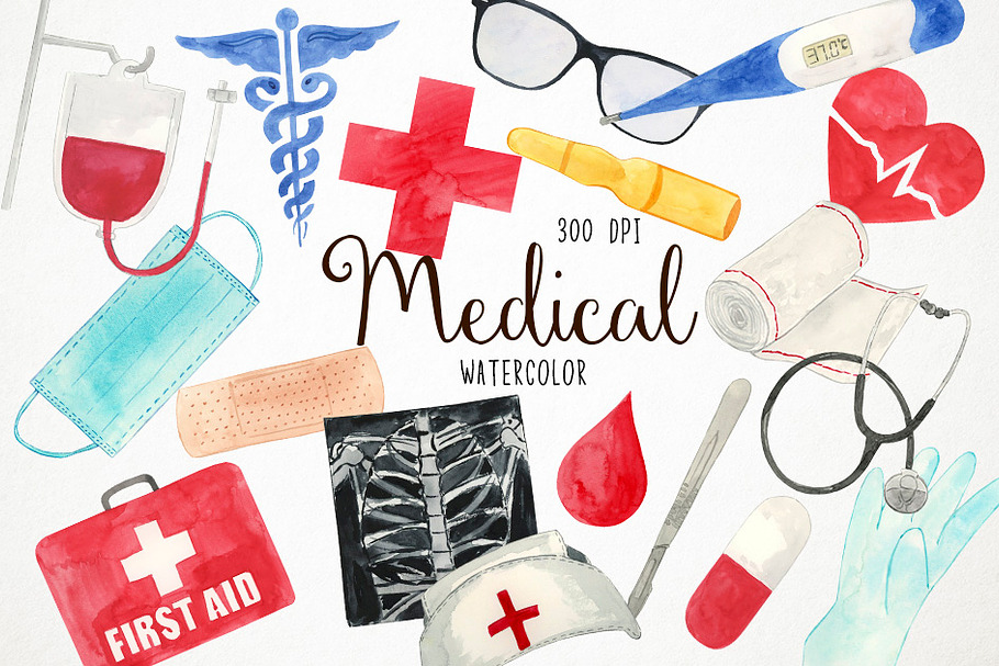 Watercolor Medical Clipart