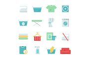 Laundry symbols. Vector icons set
