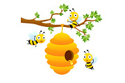 Bee characters. Vector cartoon