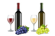 Grapes and wine glasses. Vector