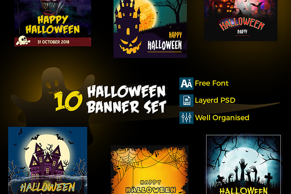 10 Halloween Banner Set 
