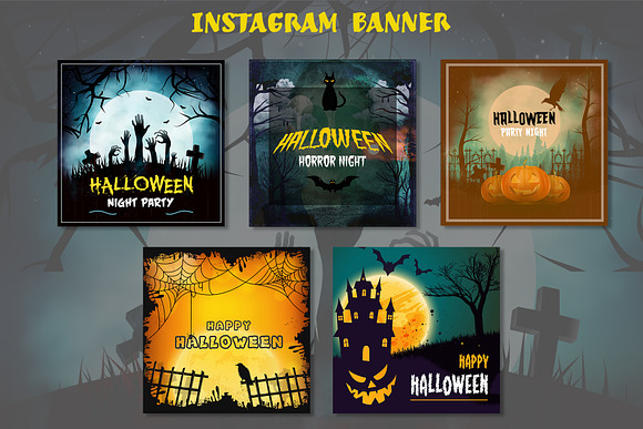 10 Halloween Banner Set  in Instagram Templates - product preview 2