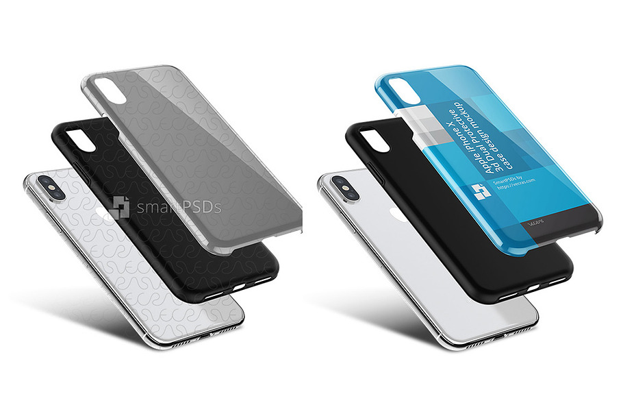 iPhone X 3d Dual Clear TPU Case PSD in Product Mockups - product preview 8