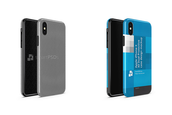 iPhone X 3d Dual Clear TPU Case PSD in Product Mockups - product preview 2