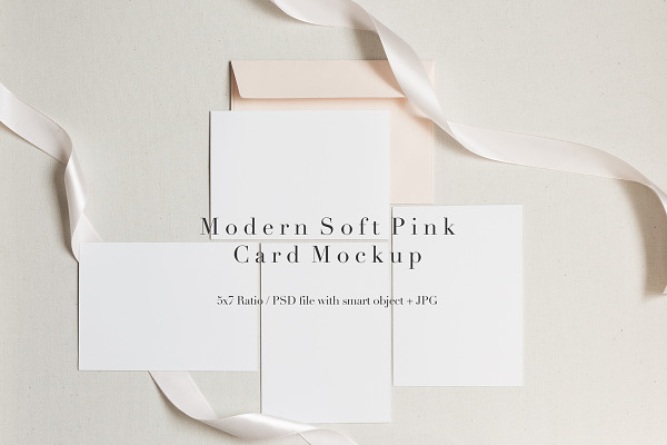 Pale Pink & Grey Card Set Mockup