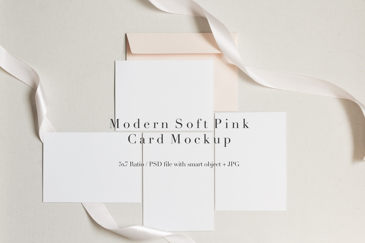 Pale Pink & Grey Card Set Mockup in Graphics - product preview 8