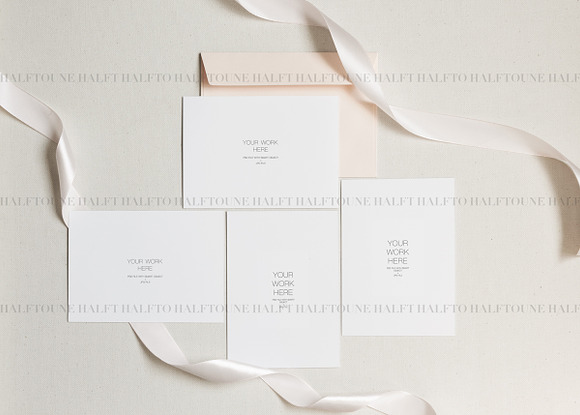 Pale Pink & Grey Card Set Mockup in Graphics - product preview 3