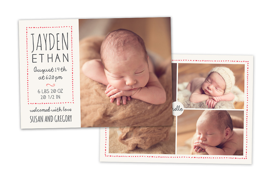 Birth Announcement Template CB057 in Card Templates - product preview 8
