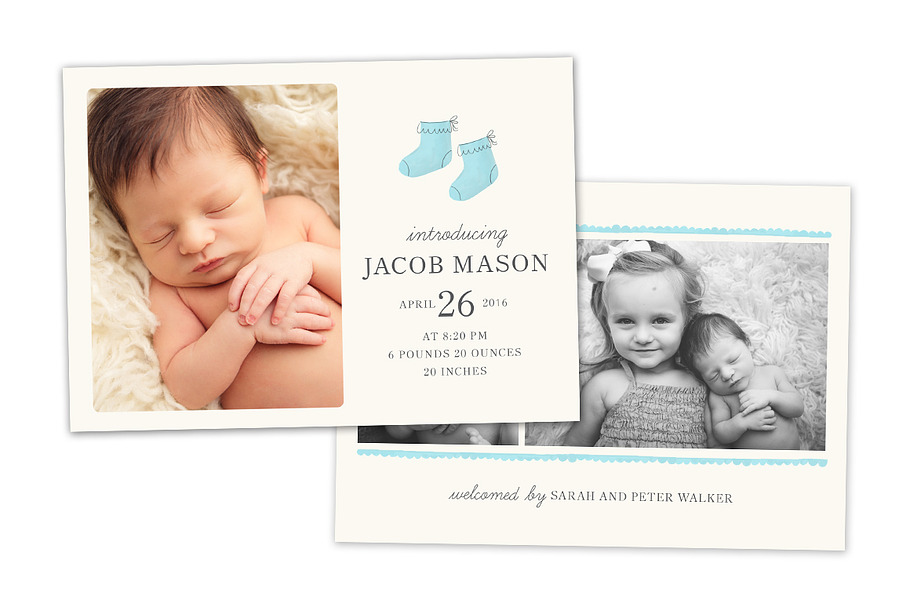 Birth Announcement Template CB066 in Card Templates - product preview 8