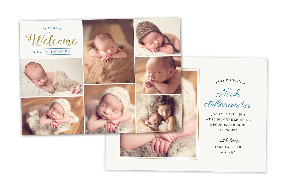 Birth Announcement Template CB069 in Card Templates - product preview 8