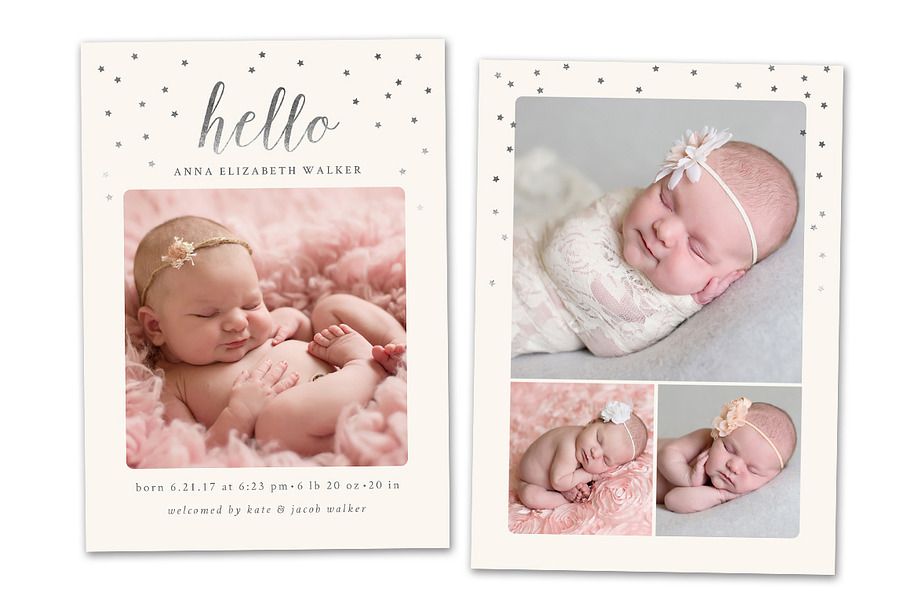 Birth Announcement Template CB070 in Card Templates - product preview 8
