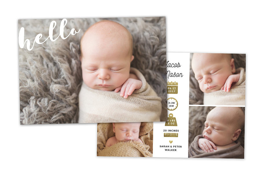 Birth Announcement Template CB072 in Card Templates - product preview 8