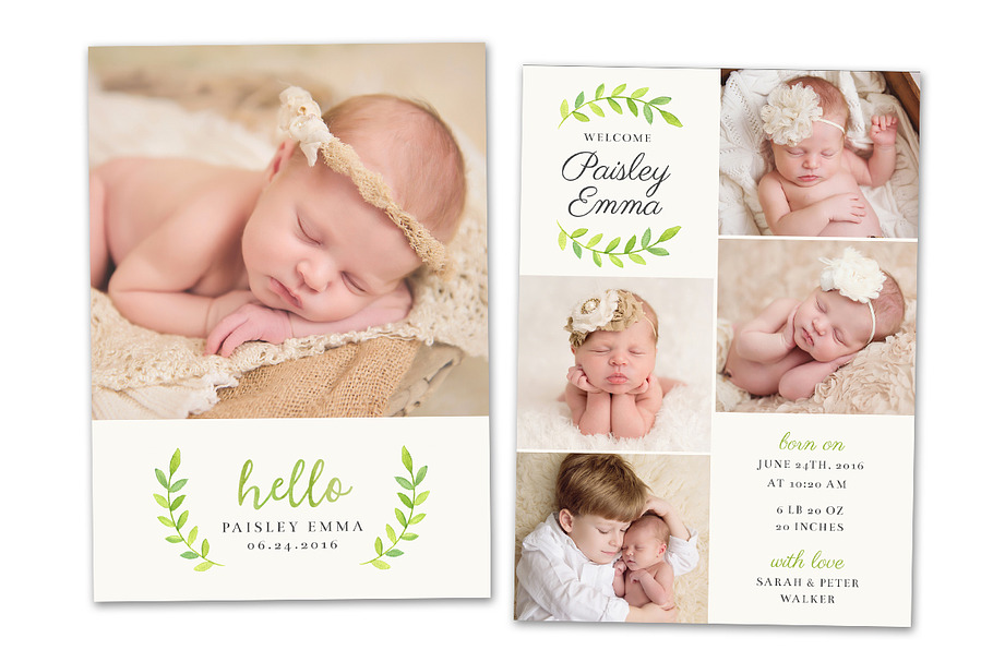 Birth Announcement Template CB080 in Card Templates - product preview 8