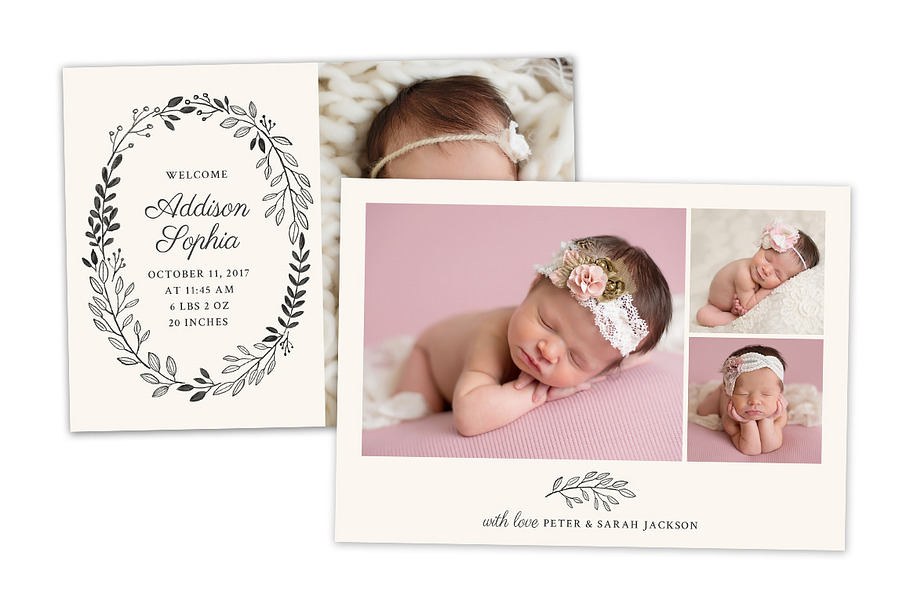 Birth Announcement Template CB084 in Card Templates - product preview 8