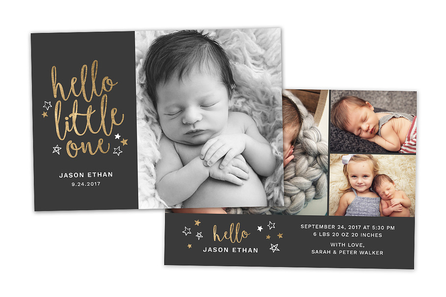 Birth Announcement Template CB086 in Card Templates - product preview 8