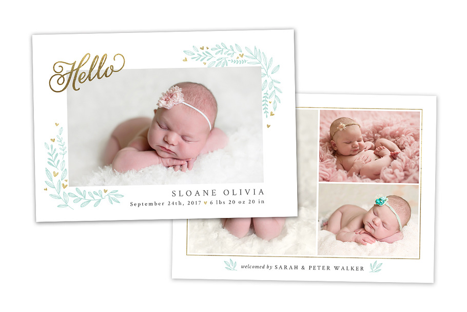 Birth Announcement Template CB089 in Card Templates - product preview 8