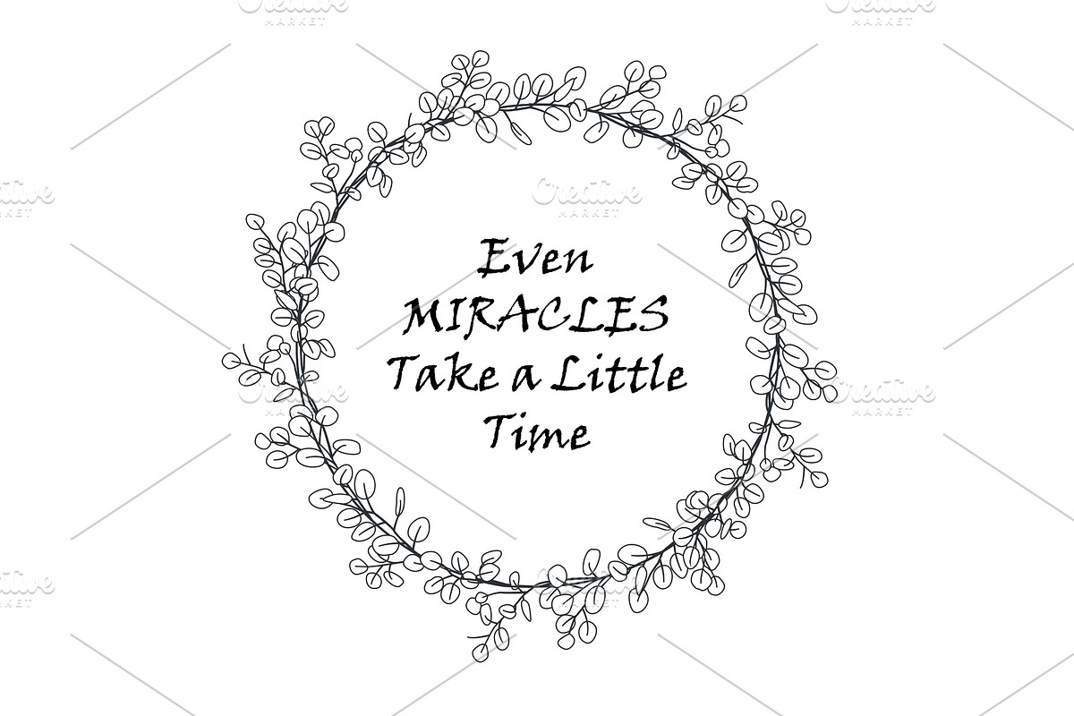 Outline wreath with eucalyptus in Illustrations - product preview 8