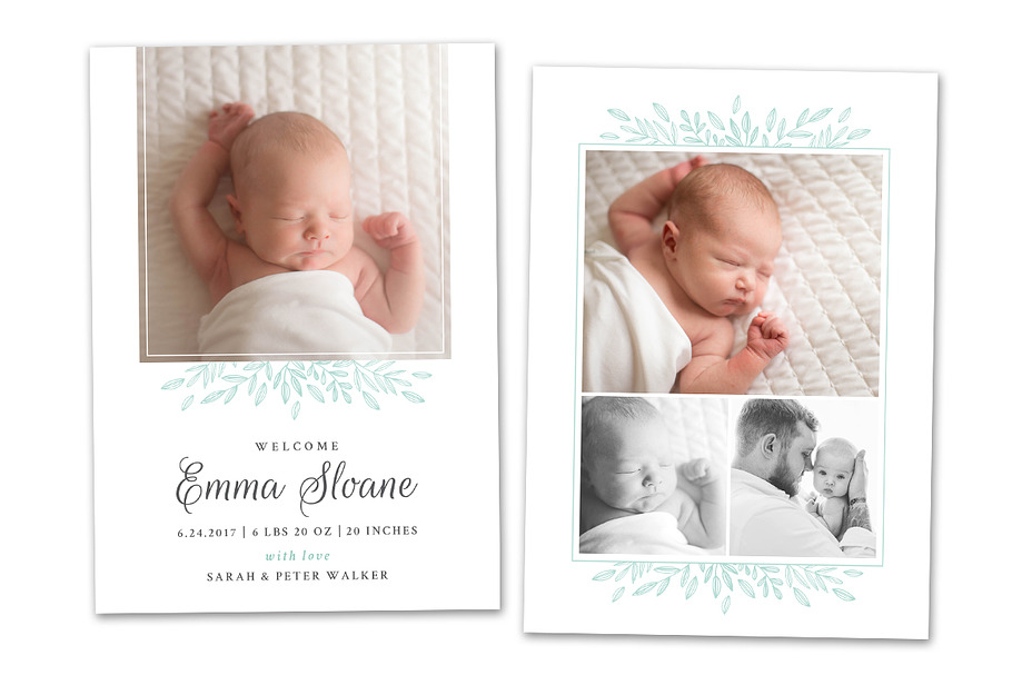 Birth Announcement Template CB090 in Card Templates - product preview 8