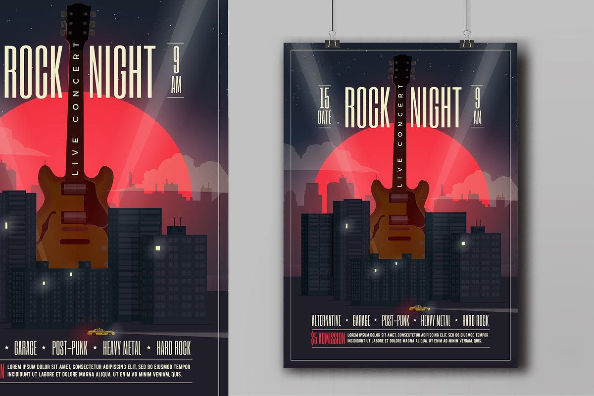 Live Concert Rock Night Poster in Illustrations - product preview 8