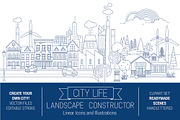 City Skyline Line Art Graphic Kit