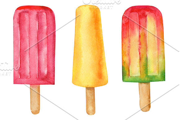 Summer, ice cream and fruits in Illustrations - product preview 3