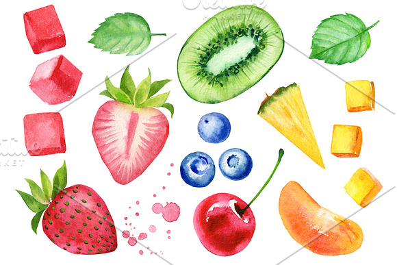 Summer, ice cream and fruits in Illustrations - product preview 4