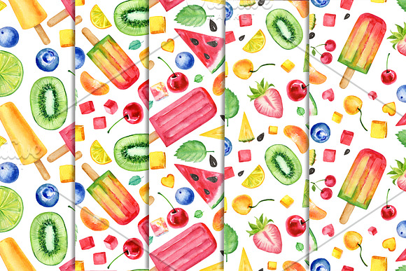 Summer, ice cream and fruits in Illustrations - product preview 5