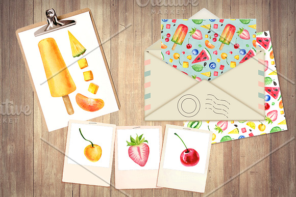 Summer, ice cream and fruits in Illustrations - product preview 7