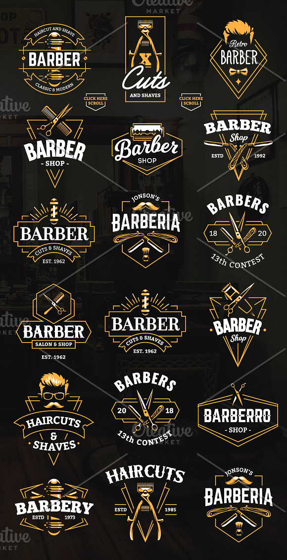 Barber Emblems | Logo Templates in Logo Templates - product preview 2