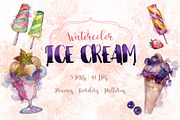 Watercolor cool ice cream PNG  set