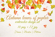 Autumn leaves of poplar PNG set