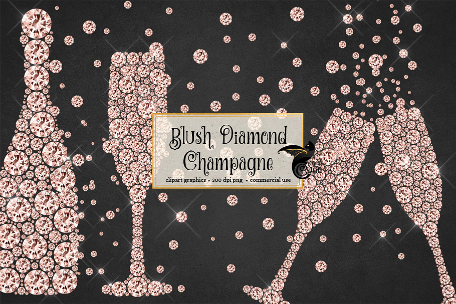Blush Diamond Champagne clipart in Illustrations - product preview 8