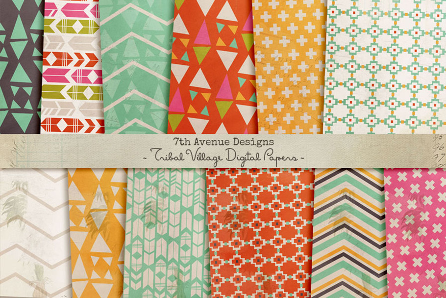 Tribal Village Digital Papers in Patterns - product preview 8