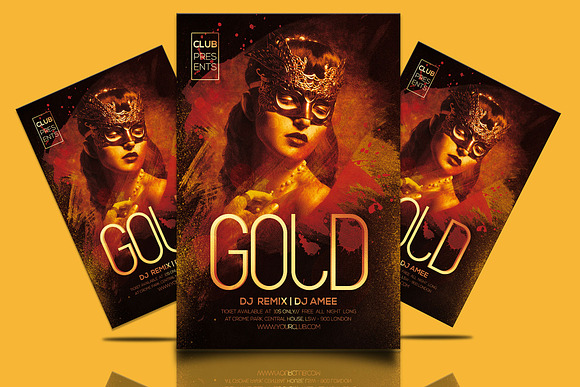 GOLD 'Party Flyer' in Flyer Templates - product preview 2