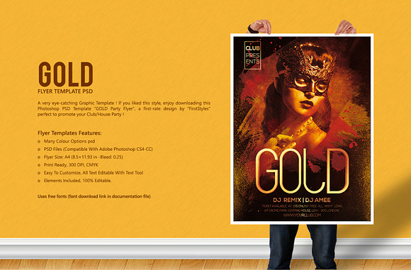 GOLD 'Party Flyer' in Flyer Templates - product preview 4