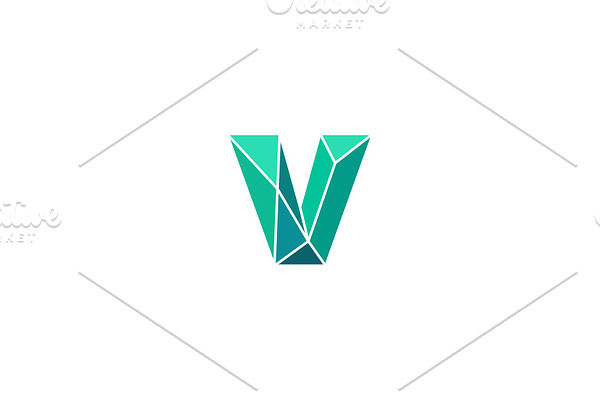 Polygonal trend letter v logotype