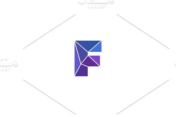 Polygonal trend letter f logotype