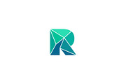 Polygonal trend letter r logotype