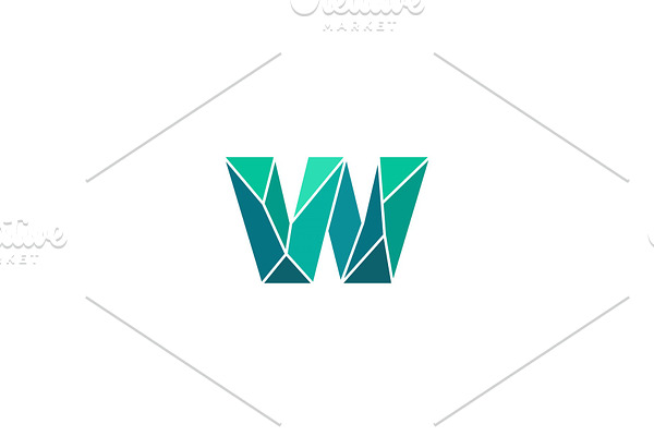 Polygonal trend letter w logotype