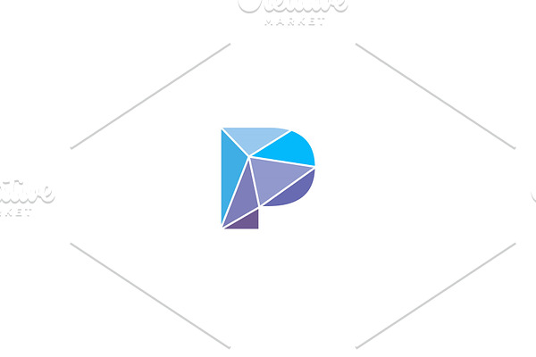 Polygonal trend letter p logotype