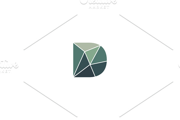 Polygonal trend letter d logotype