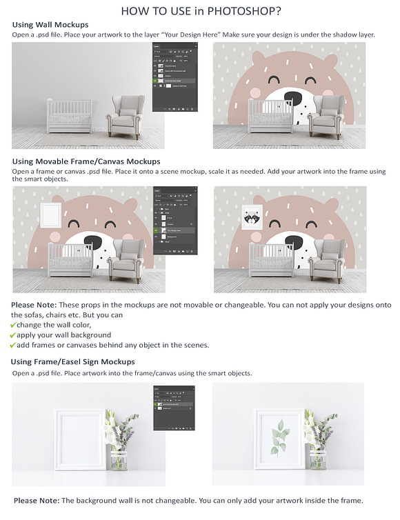 Kids Room Wall & Frame Mockup Set 1  in Print Mockups - product preview 5
