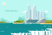 WaterFall City - Vector Landscape & 