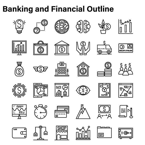 Banking and Financial 6 Style Icons in Credit Card Icons - product preview 1