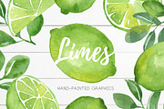 Watercolor Lime Citrus Fruit